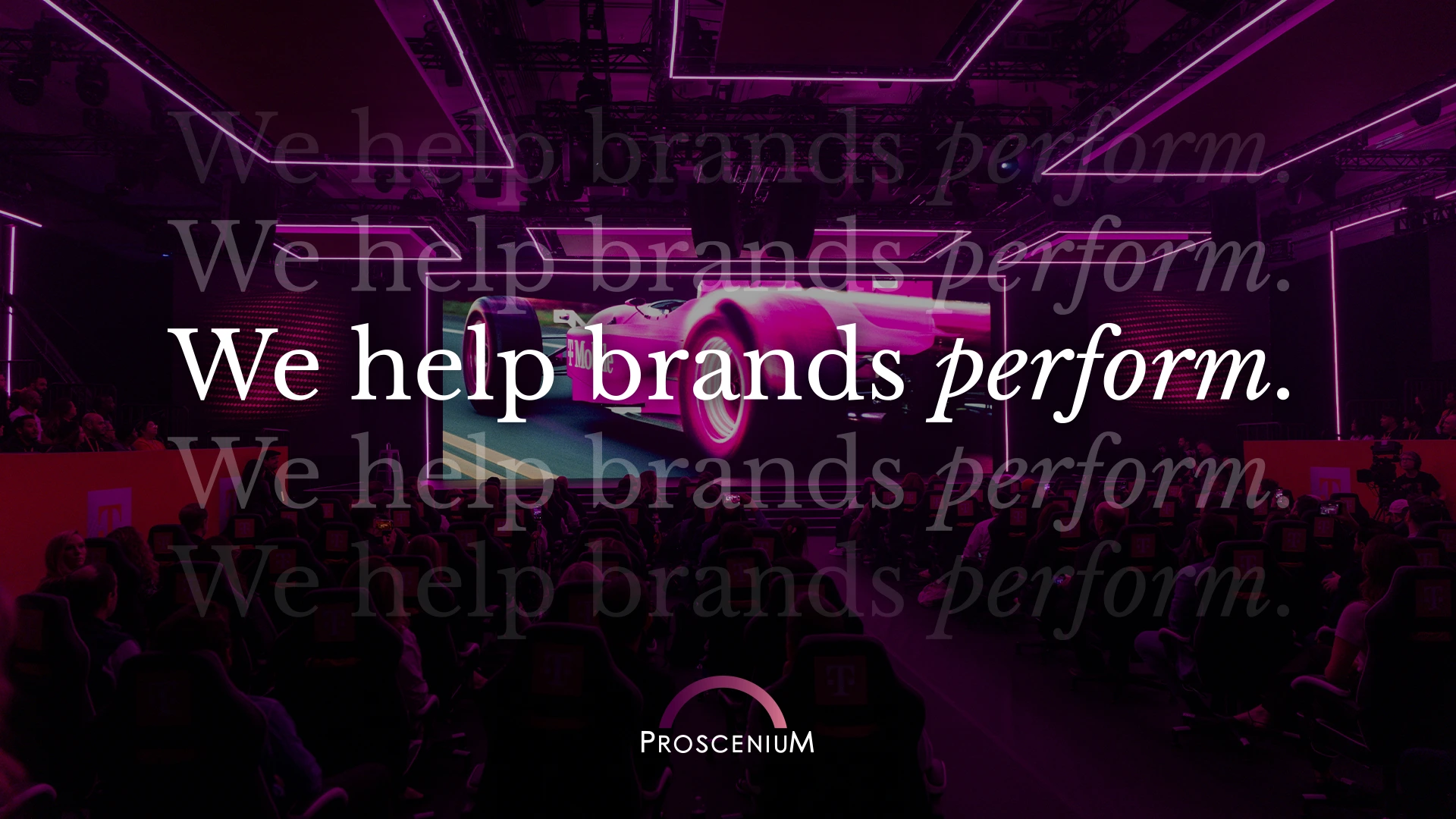 We help brands perform title over the T-Mobile F1 keynote audience, with Proscenium logo